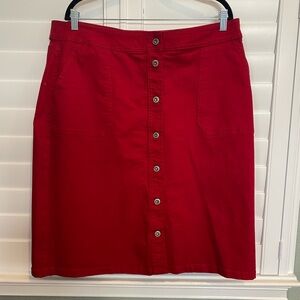 Liz Claiborne Red Button Down Denim Skirt